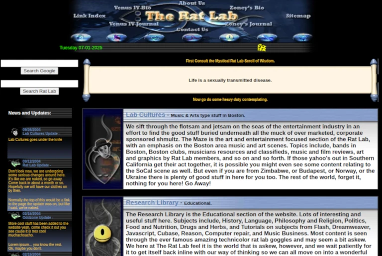 The Rat Lab (website circa 2004)